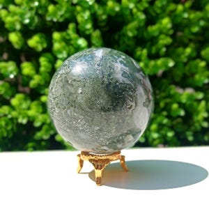 1pc Moss Agate Crystal Sphere - Gemstone Sphere - Healing Sphere - Green Moss Agate - Moss Sphere - Crystal Sphere - Home Decoration - Gift
