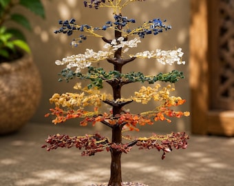 Seven Chakra 1000chips Gemstone Tree: Fengshui Healing Crystals, Home Decor