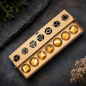 Yellow Calcite Sacred Geometry Crystal Set: Platonic Solids Meditation Altar Decor
