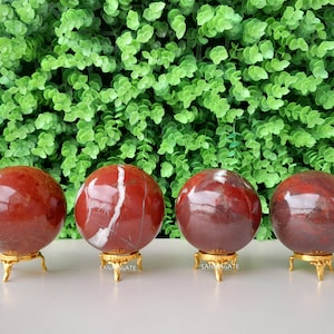 4pcs Red Jasper Gemstone Sphere Set - Crystal Sphere - Jasper Sphere - Agate Sphere - Home Decoration - Display Piece - Housewarming Gift