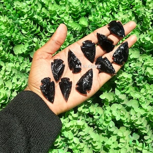 50 Black Obsidian Arrowheads: Bulk Crystal Carvings (25-35mm)