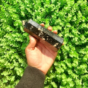 Black Tourmaline Crystal Tower: Protection Gemstone Obelisk (150mm)