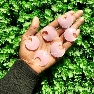 50 Pieces Rose Quartz Moon Crystals - Carved Moon Crystal - Crescent Moon - Glass Moon Healing Crystal - Moon Pendant For Wire Wrapping