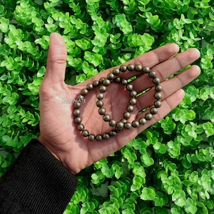 Bracciale in pietra preziosa di pirite naturale / Bracciale con perline rotonde da 8 mm / Bracciale curativo / Bracciale di cristallo / Regalo per lei / Regalo per lui / Regalo