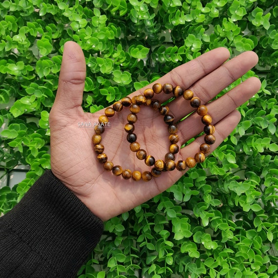 AAA+ Quality Tiger Eye Gemstone Bracelet 8mm Round Beaded