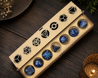 Lapis Lazuli Platonic Solids Set: Sacred Geometry Meditation Stones, Spiritual Decor