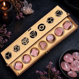 Rose Quartz Platonic Solids Set: Sacred Geometry Meditation Crystal Collection