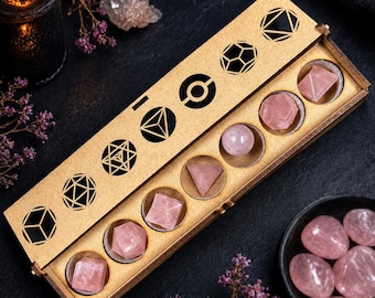 Rose Quartz Platonic Solids Set: Sacred Geometry Meditation Crystal Collection