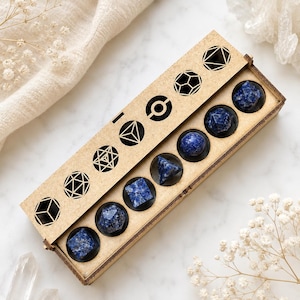 Sodalite Platonic Solids Set: Sacred Geometry Meditation Tools, Crystal Grid