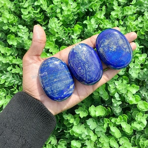 3pcs Set Of Lapis Lazuli Palm Stone Set: Healing Crystal Stones