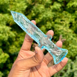 6” Unique Blue Aqua Obsidian Glass Sword - Blue Aqua Obsidian - Glass Knife - Athame Knife - Home Decoration - Collecters Blade - Gift