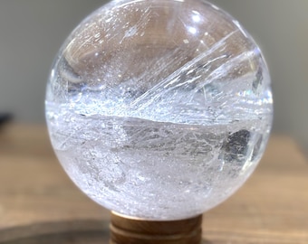 Esfera grande de quartzo transparente (120 mm): Orbe de cristal para equilíbrio dos chakras