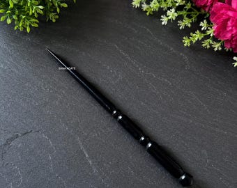 1pc Black Agate Spiral Crystal Wand - Healing Stone