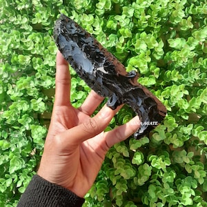 6&quot; Black Obsidian Athame Knife: Hand Knapped Crystal Blade