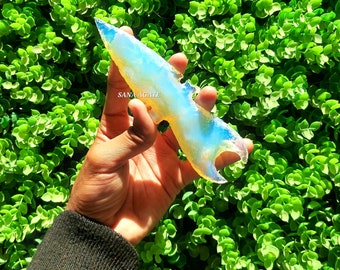 6" Opalite Hand Knapped Arrowhead: Crystal Athame Display Piece
