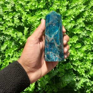 127mm Blue Apatite Crystal Gemstone Obelisk - Point Tower - Display Piece - Gift For Her - Healing Stone - Natural Apatite - Rare Apatite