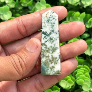 Beautiful Moss Agate Crystal Mini Tower - Gemstone Point Tower - Display Piece - Gift For Her - Healing Crystal Tower - Tiny Crystal Tower