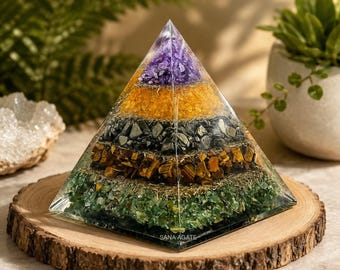 Money Magnet Pyramid: Natural Crystals Chips, Wealth And Healing Stone, Crystal Gift, Home Decor