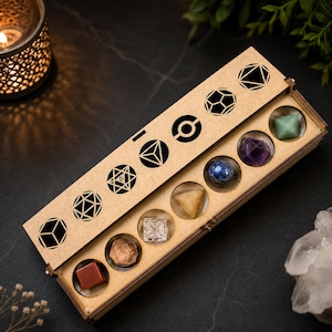 7 Chakra Platonic Solids Crystal Set: Sacred Geometry Healing Meditation Stones