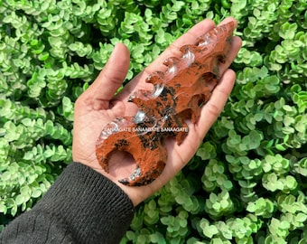 7" Mahogany Obsidian Arrowhead with Crescent Moon