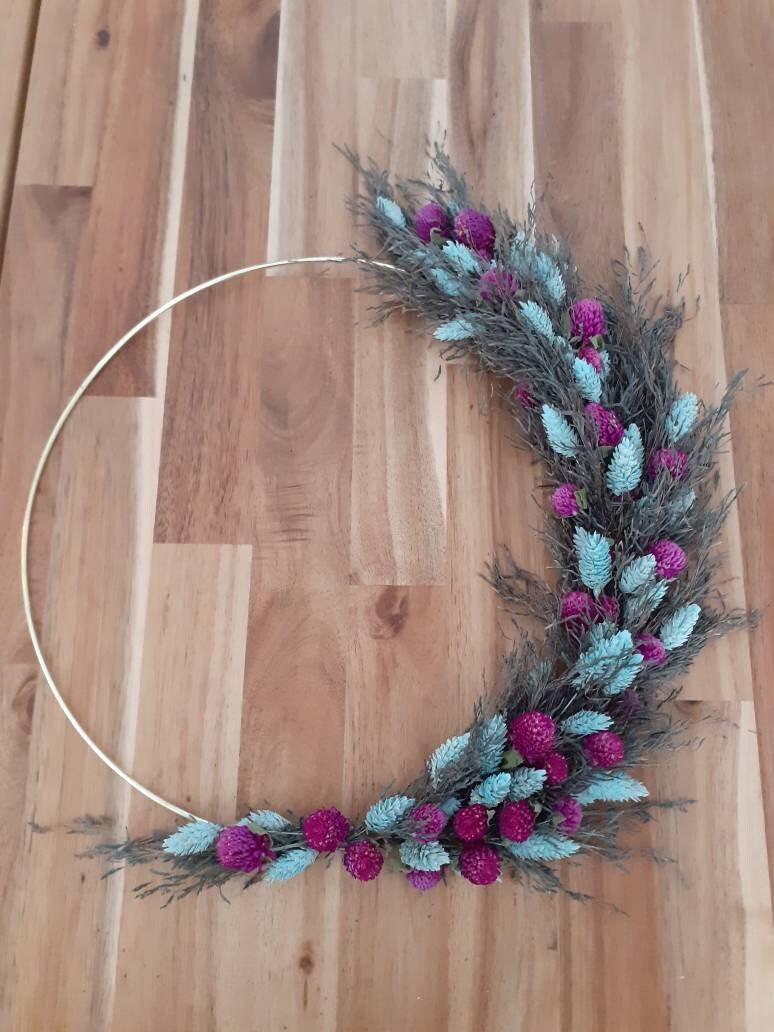 Couronne Murale Décorative en Fleurs Séchées