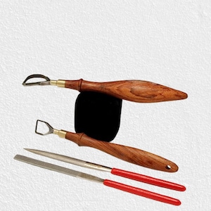 Pear and Square Tungsten Carbide Looping Tools with Mopane Handles & 2 Diamond Files by Hsin-Chuen Lin