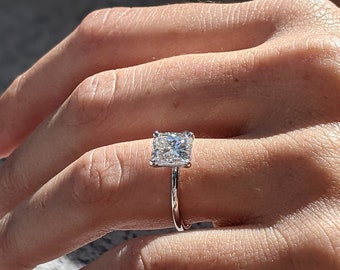 Anello Fidanzamento 5 Carati Diamanti Da Laboratorio | Oro Bianco 14K Su Argento