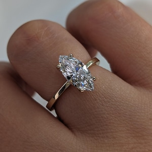Anello Fidanzamento 5 Carati Diamanti Da Laboratorio | Oro Bianco 14K Su Argento