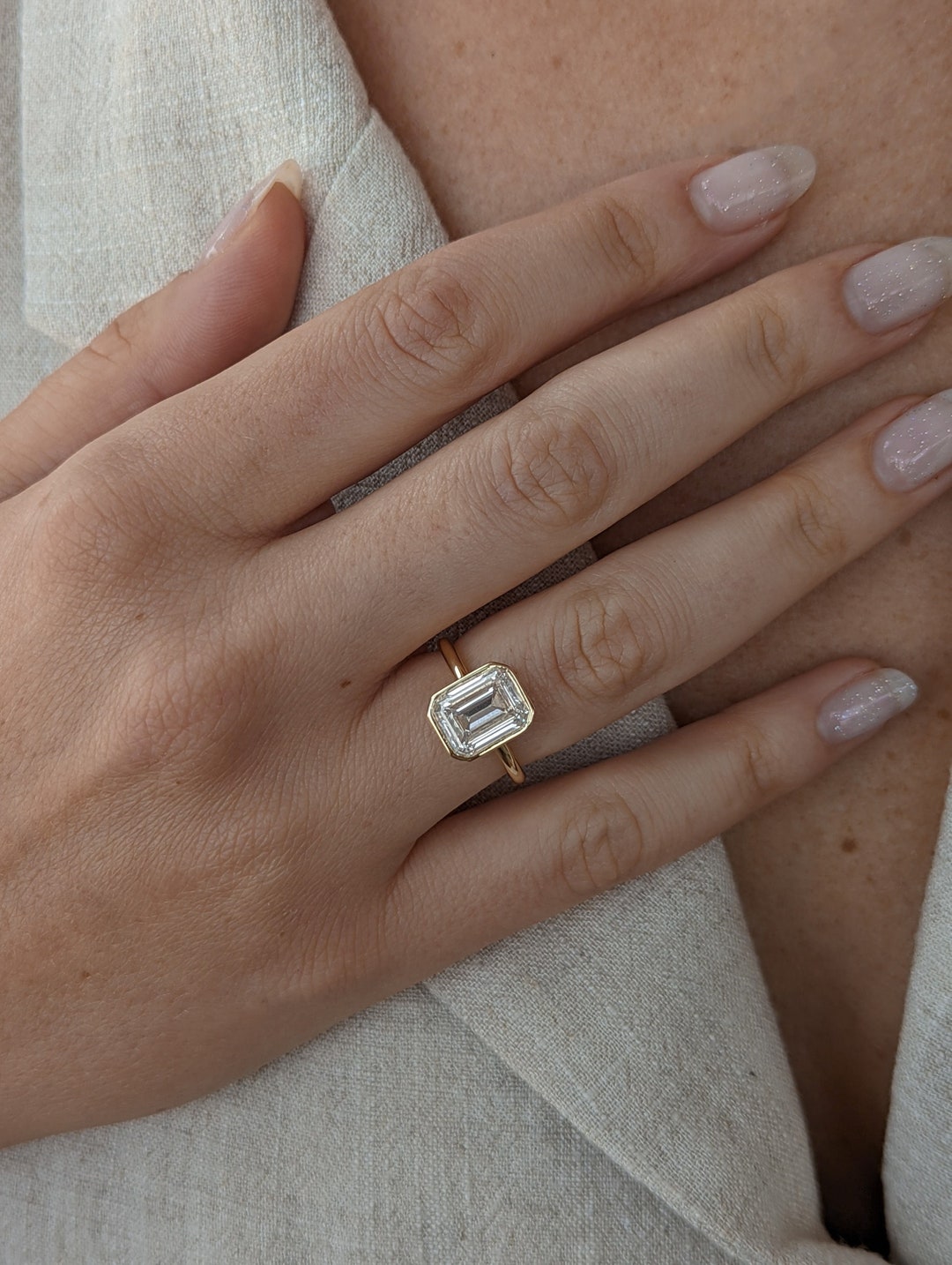 Buy Carat Emerald Lab Grown Diamond Engagement Ring, 14K Yellow - Main Image