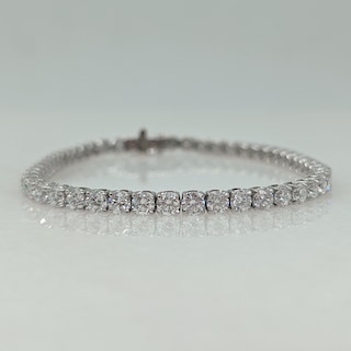 Bracciale Tennis Oro Bianco 14k Con Diamanti Carbonio 5 Mm – Regolabile, Regalo Per Donna