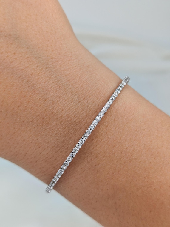 1カラットのラボグロウンダイヤモンドバングルブレスレット、14K 