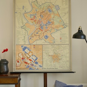 Vintage la ROME ANCIENNE tableau scolaire éducatif carte murale tableau éducatif Original