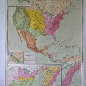 carte murale scolaire historique vintage ÉTATS-UNIS depuis 1776 Carte éducative originale