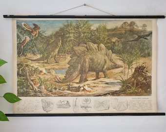 Vintage  school chart JURA II Story of life on Earth Original Educational Chartn