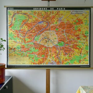 Vintage PARIS EDUCATIONAL School Chart Wall Map Original Educational Chart Haack Gotha bifacciale