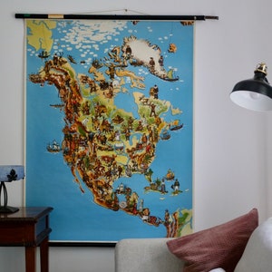 Vintage NORTHAMERICA school chart CULTURE TRADITION Original Educational Chart