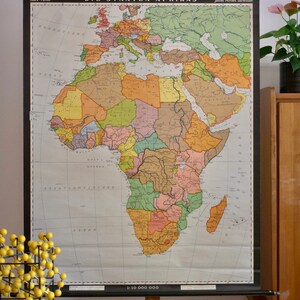 vintage AFRIQUE États d’AFRIKA carte scolaire Original Educational Chart 1962
