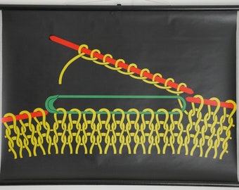 Vintage  school chart KNITTING Köster & Co Original Educational Chart