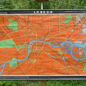 vintage LONDON EDUCATIONAL carte scolaire murale carte éducative originale Haack Gotha