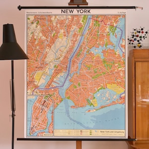 Vintage NUEVA YORK EDUCATIONAL School Chart Mapa de pared Gráfico educativo original