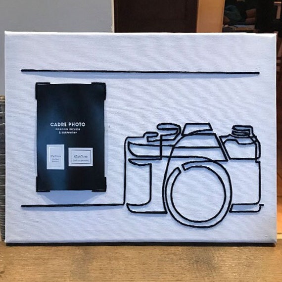 Tableau Brodé Appareil Photo + Photographie