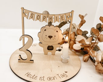 personalisierter Geburtstagsteller/Geburtstagskranz aus hochwertigem Birkenholz