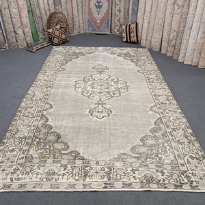 6x10 Oushak Rug Vintage Rug 6x10 Turkish Rug Anatolian Bedroom Rug Gray Kitchen Rug Unique  Living Room Rug Faded Colored RugWool Rug
