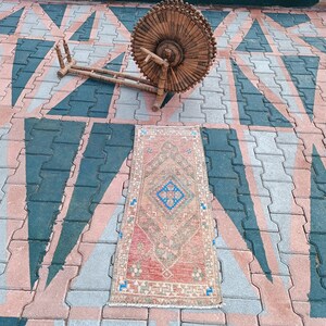 1x3 Turkish Anatolian Rug, Decorative Rug, Handmade Wool Rug, Home Decor Rug, 3.4x1.3 Ft Rug, Natural Door mat, Wholesale Rug, Pastel Rug,