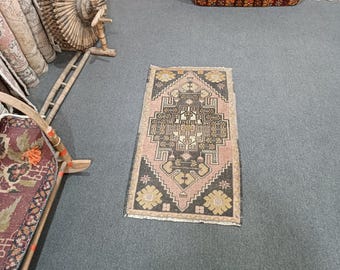Vintage Turkish Wool Rug: 2x3 Oushak Anatolian Doormat - Etsy