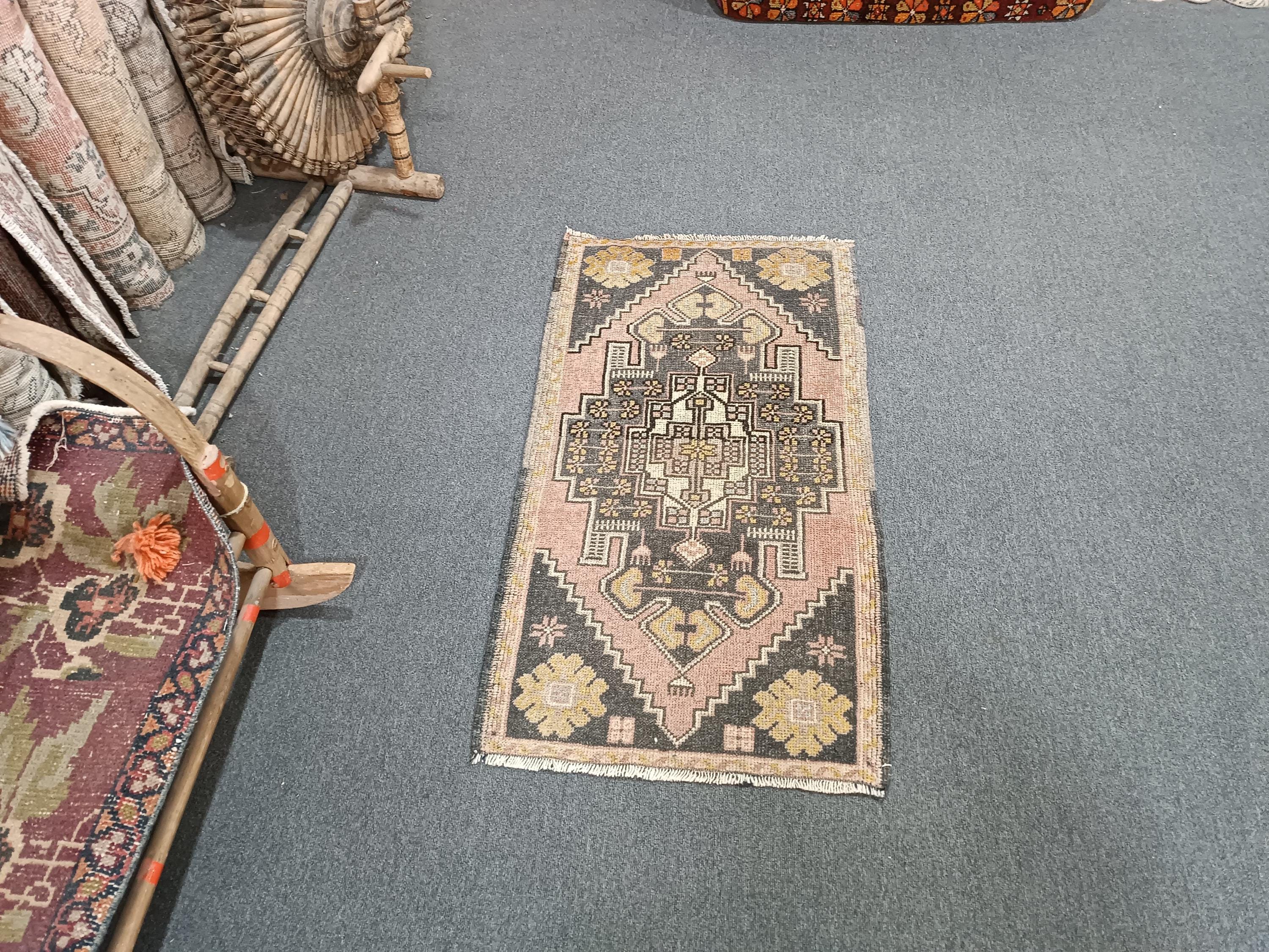 Vintage Turkish Wool Rug: 2x3 Oushak Anatolian Doormat - Etsy