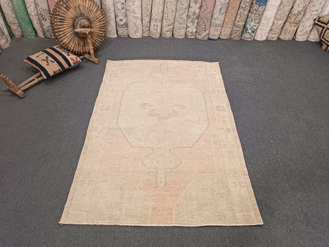 4x5 Vintage Turkish Wool Rug: Handmade Bedroom Kitchen Decor - Etsy