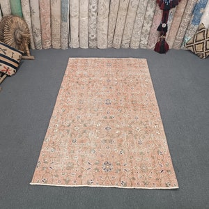 4x6 Oushak Rug Vintage Rug Turkish Rug Anatolian Rug Floral Rug 6.3x3.7 Ft Rug Handmade Wool Rug Kitchen Rug Dining Room Old Rug Modern Rug