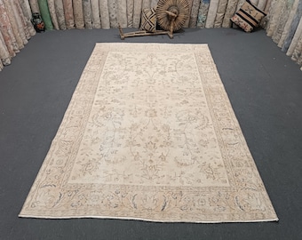 手作りトルコ絨毯：色褪せたボヘミアン風装飾、8.6x5.4フィート