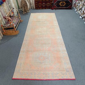 4x11 Oushak Rug Runner Entryway Rug Long Runner Rug Turkish Rug Runner Vintage Runner Natural Rug Handmade Runner Faded Wool Rug Modern Rug